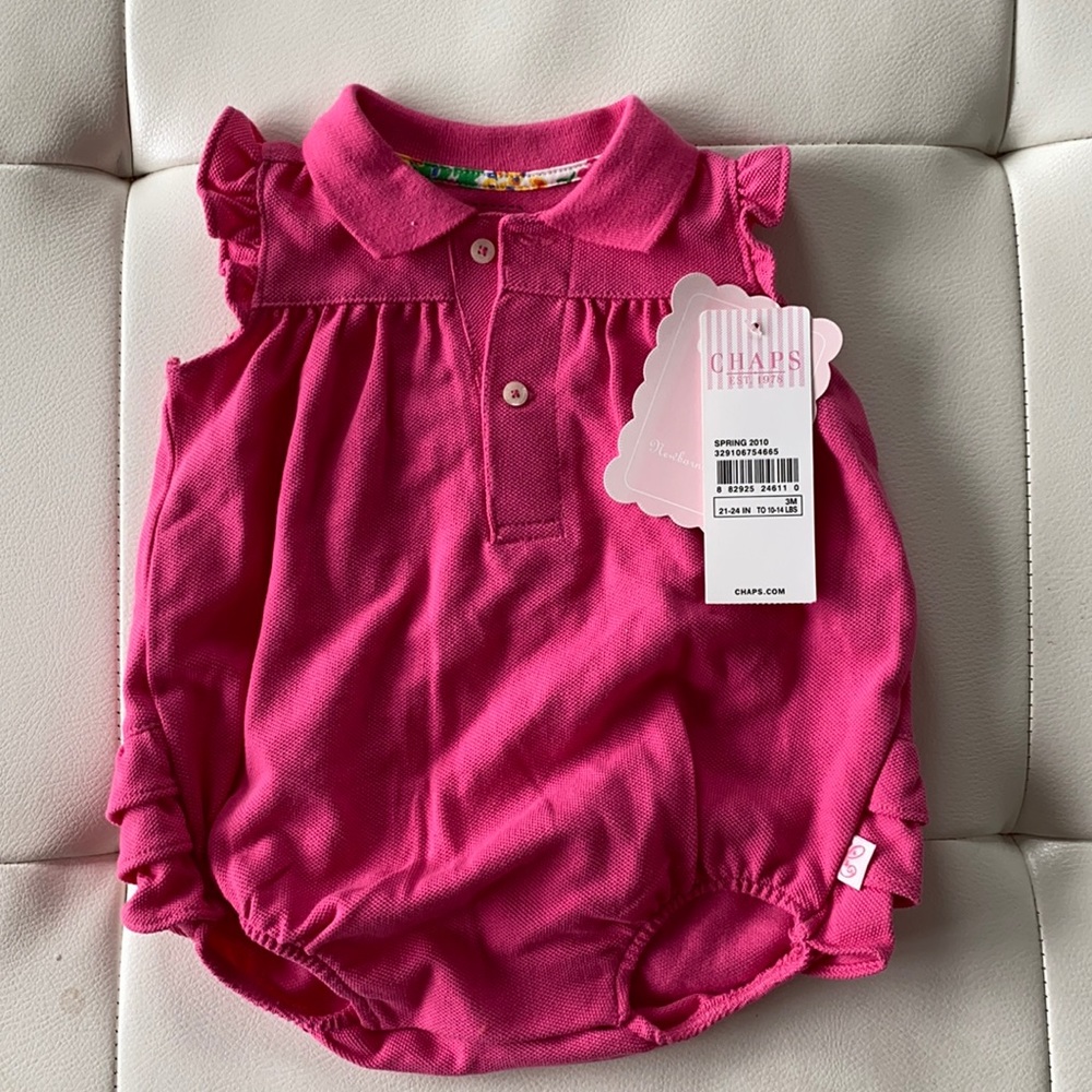 Baby pink polo onesie